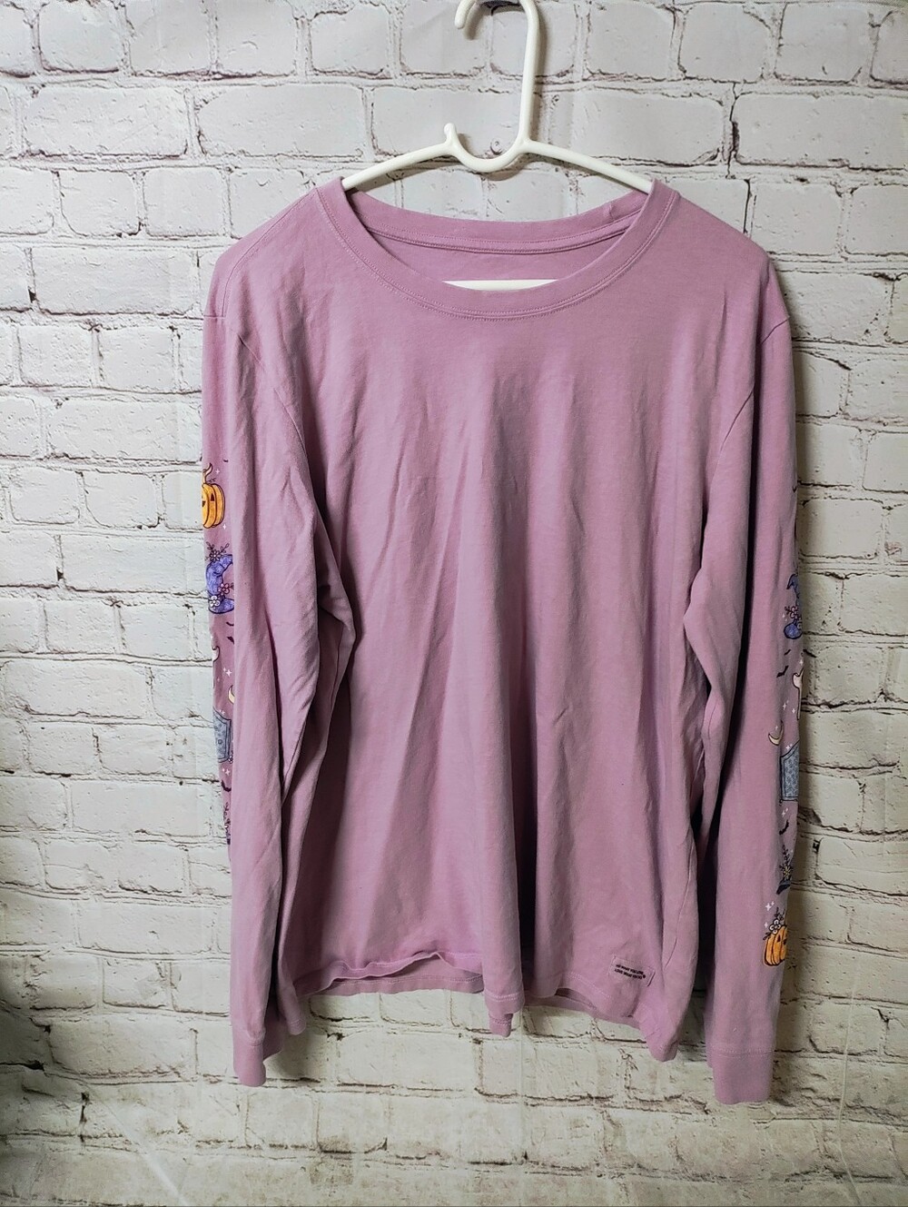 Life is Good Crusher Halloween Longsleeve Pumpkin Sleeve Hit Purple Shirt XXL Lo - Picture 3 of 13